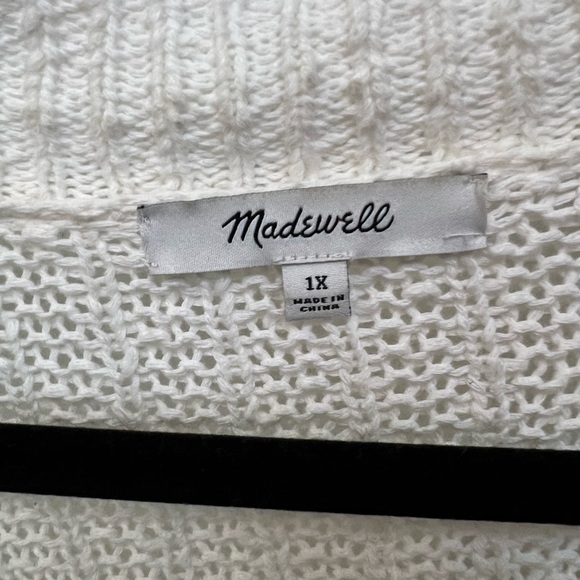 Madewell Bobble Sleeve Cardigan, Cream 1X - Picture 6 of 7